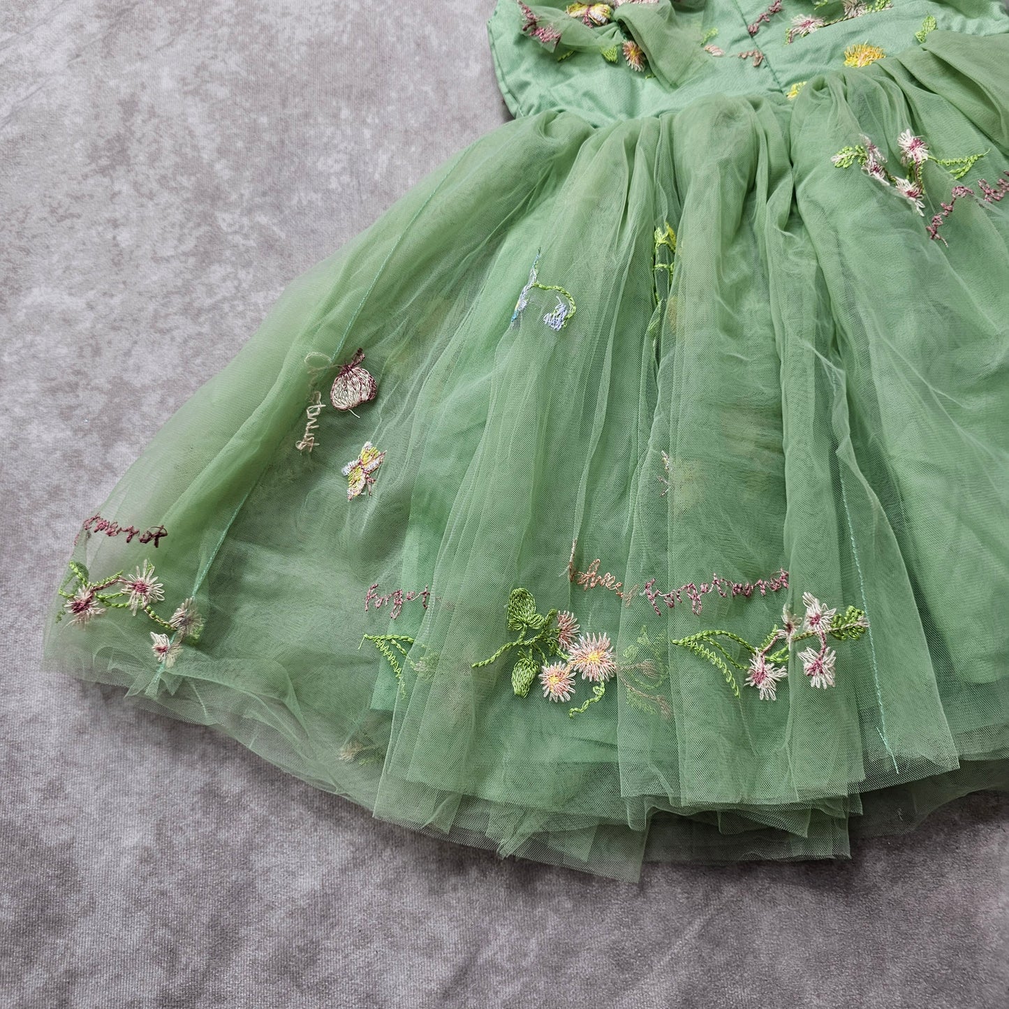 Fymnsi Girls Embroidered Tulle Party Dress – Green 3-4 Y