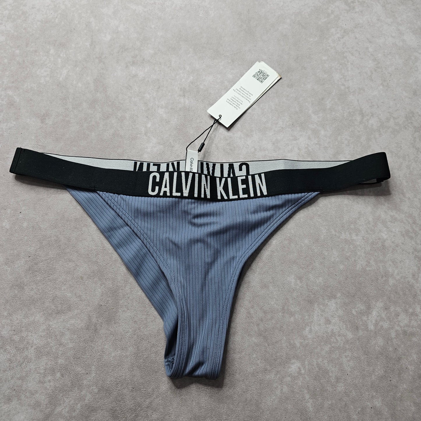 Calvin Klein Ribbed Brazilian Bikini Bottoms – Grisaille Size XL