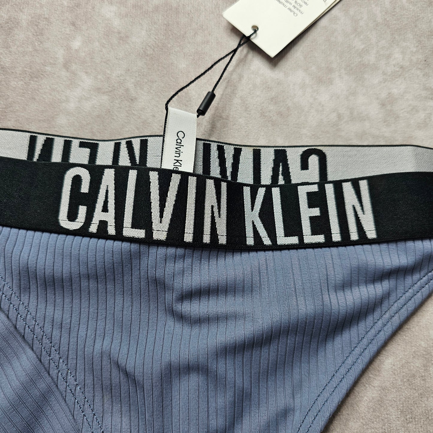 Calvin Klein Ribbed Brazilian Bikini Bottoms – Grisaille Size XL
