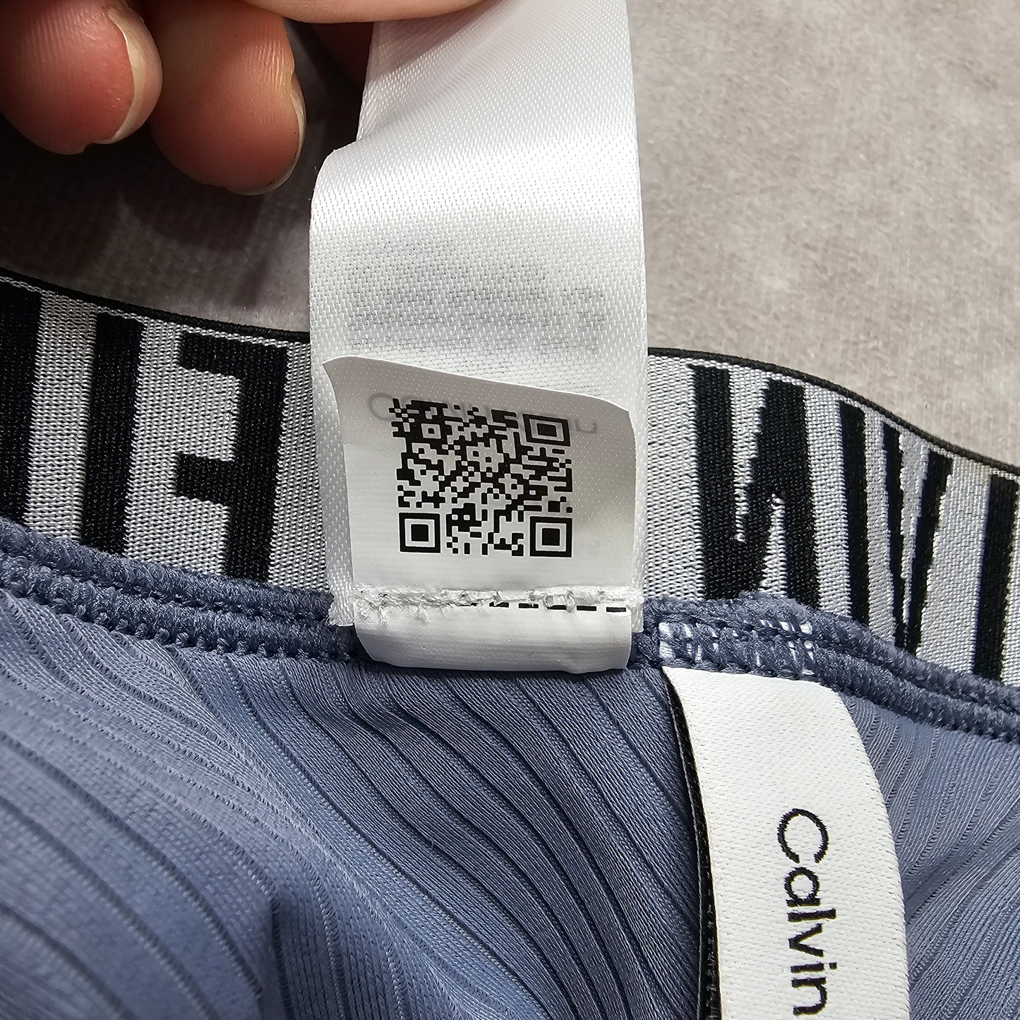 Calvin Klein Ribbed Brazilian Bikini Bottoms – Grisaille Size XL