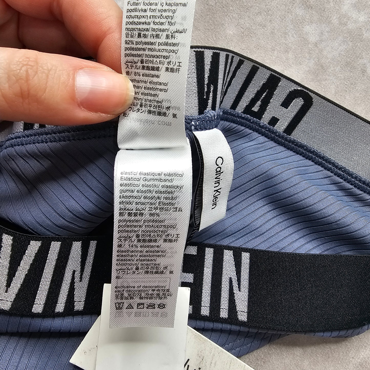 Calvin Klein Ribbed Brazilian Bikini Bottoms – Grisaille Size XL