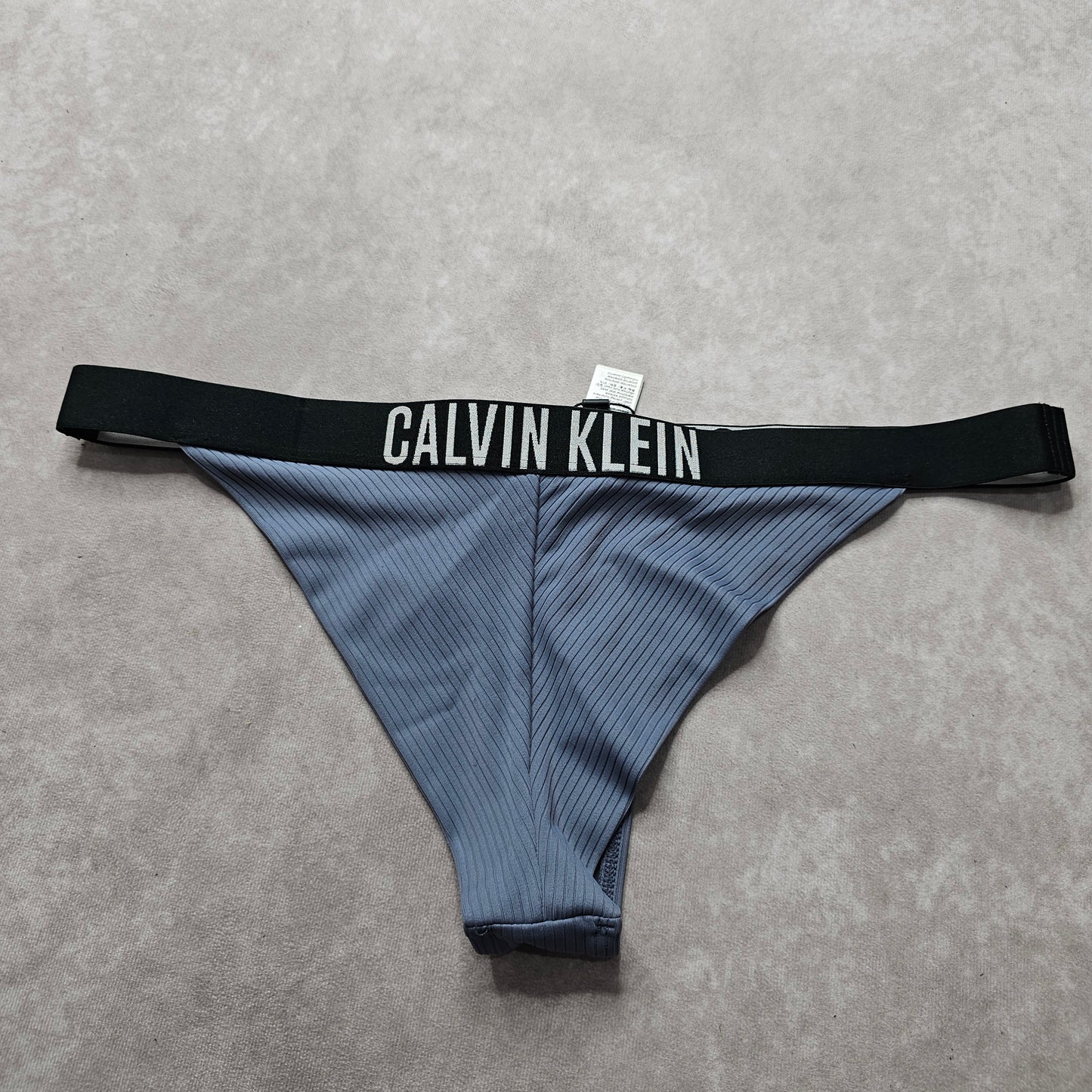 Calvin Klein Ribbed Brazilian Bikini Bottoms – Grisaille Size XL