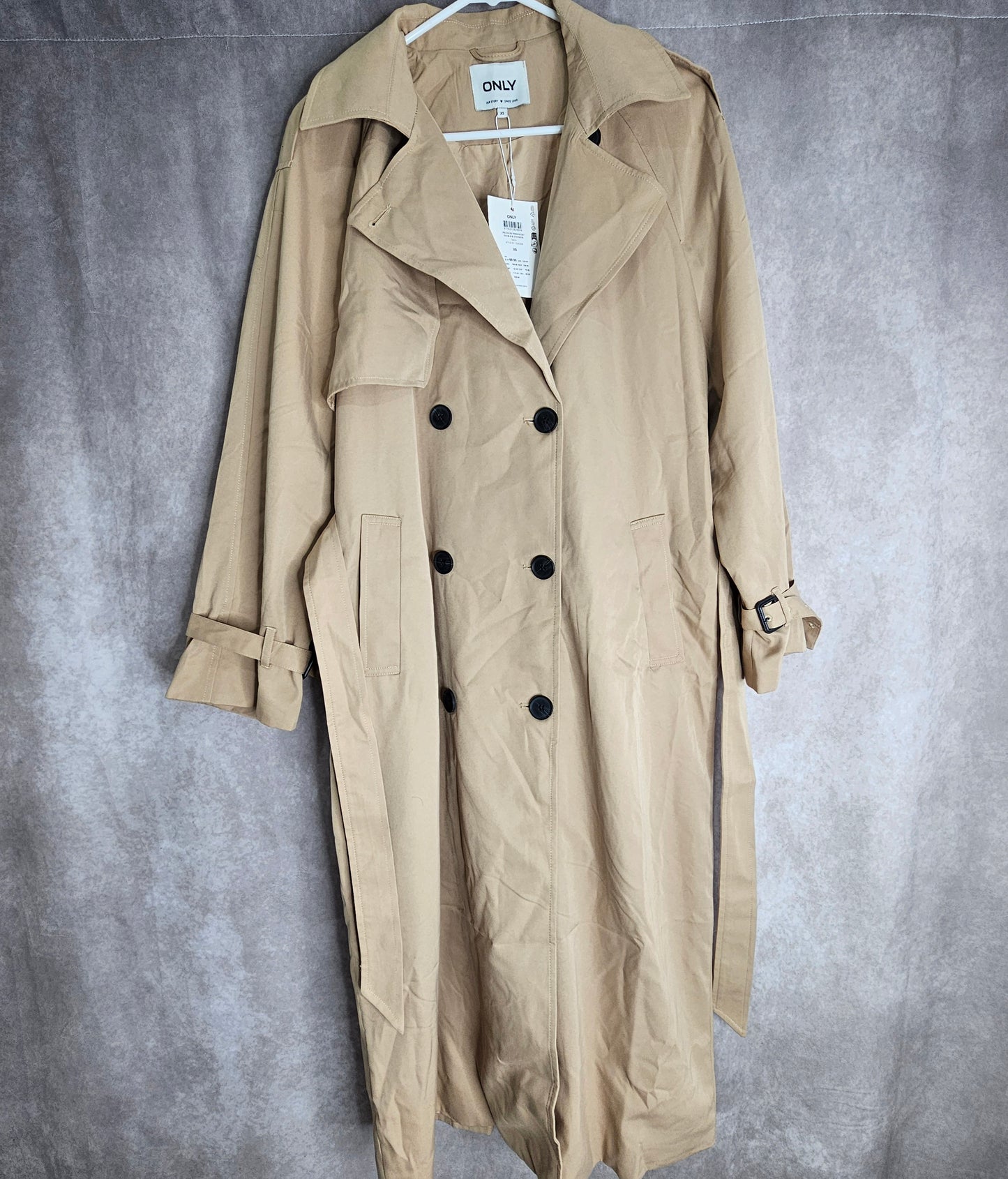 ONLY Chloe Double Breasted Trench Coat – Tannin Size XS