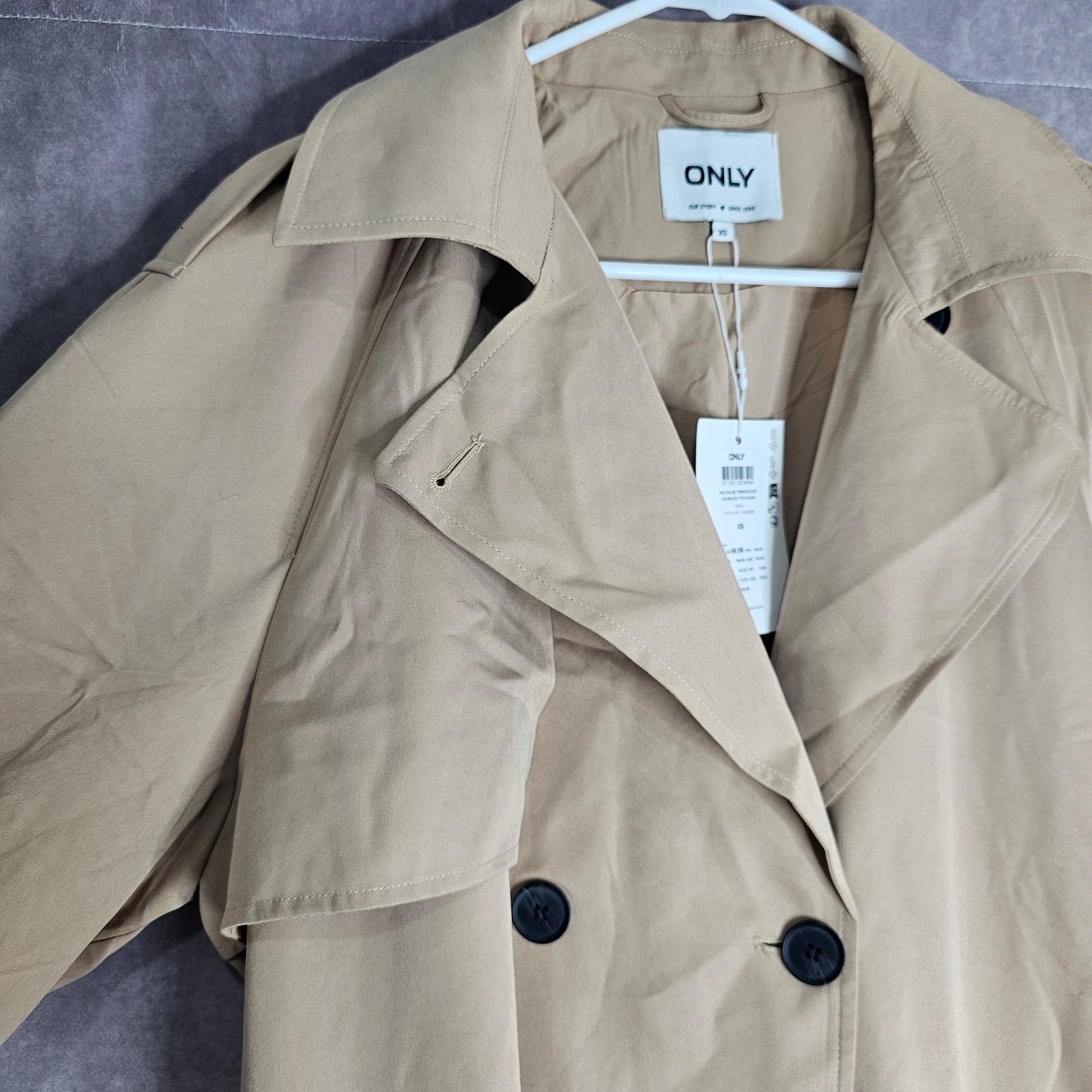 ONLY Chloe Double Breasted Trench Coat – Tannin Size XS