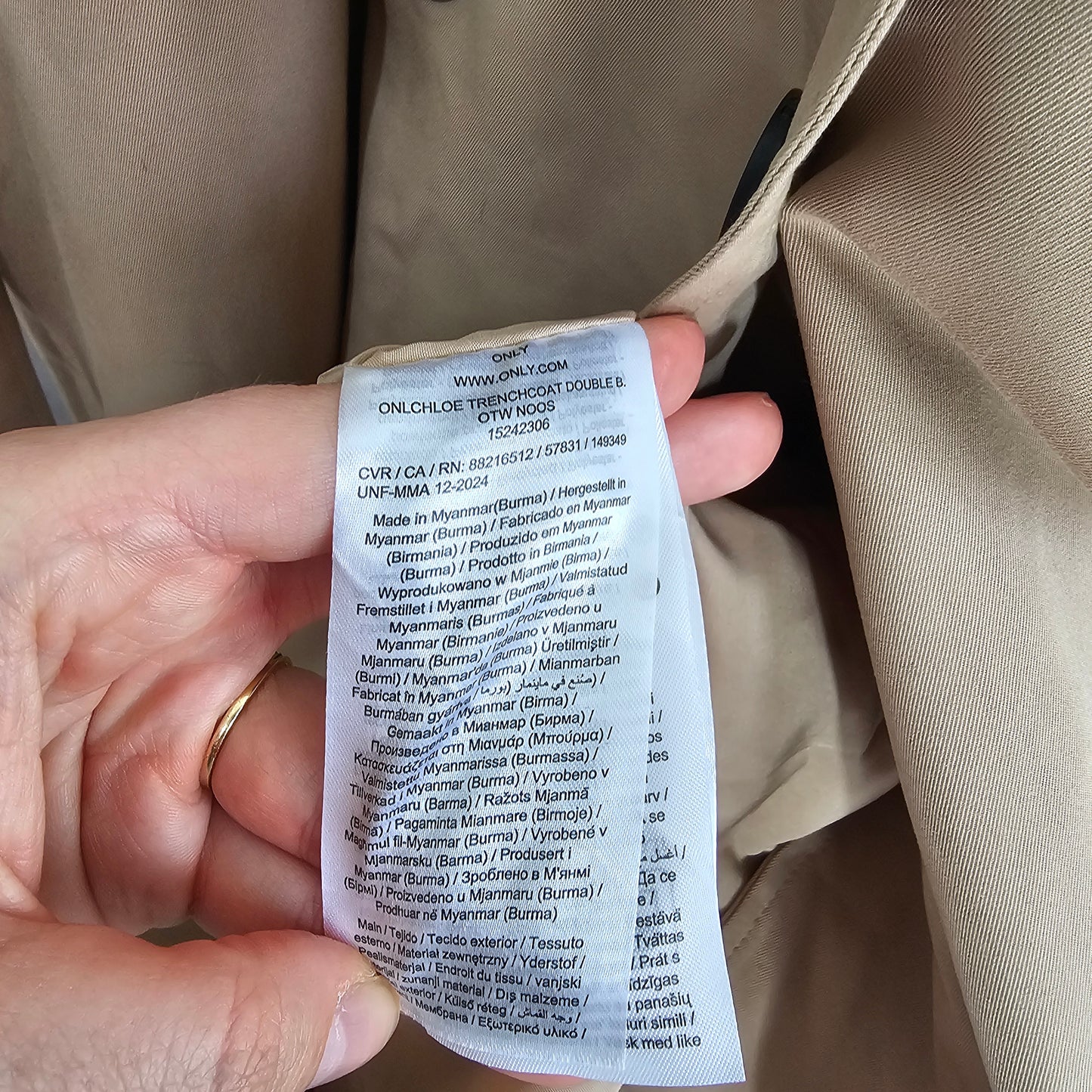 ONLY Chloe Double Breasted Trench Coat – Tannin Size XS