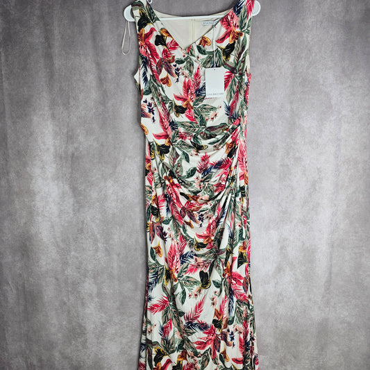 Gina Bacconi Floral Ruched Maxi Dress – Ivory Multi UK 16