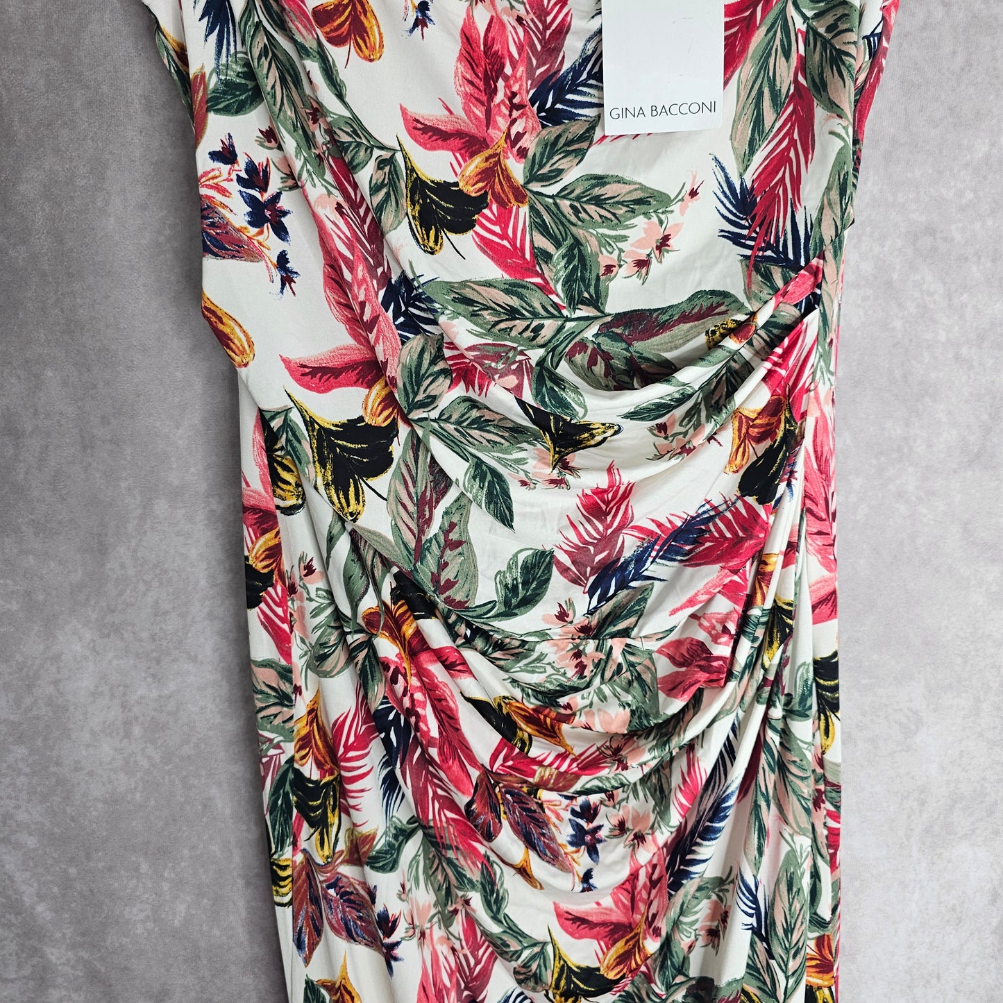 Gina Bacconi Floral Ruched Maxi Dress – Ivory Multi UK 16