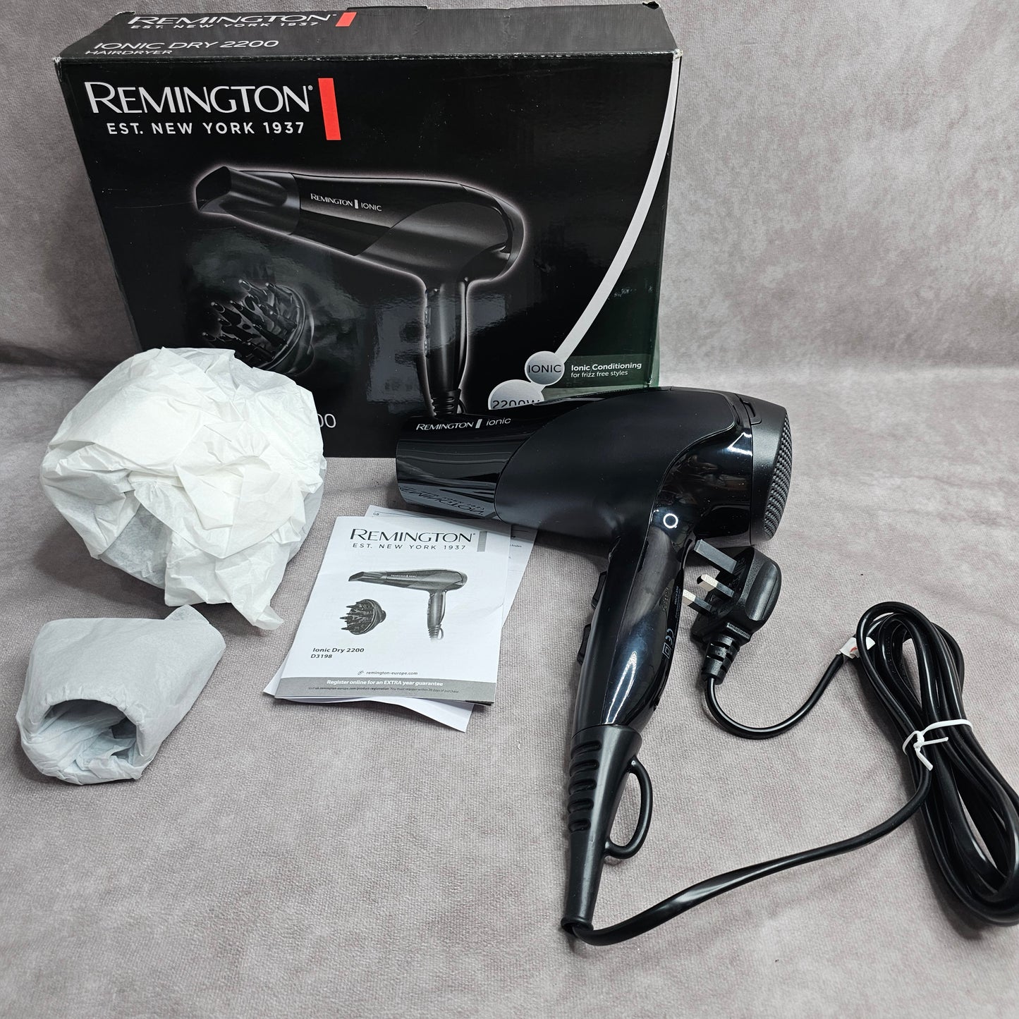 Remington Hair Dryer D3198 Ionic Dry 2200 – Black